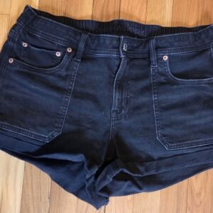 American Eagle Black Stretchy Denim Shorts